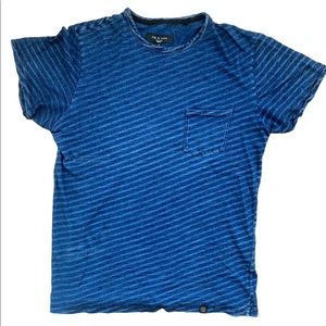 Rag & Bone Men’s Navy Cross Stripe Pocket Tee